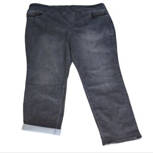 GLORIA VANDERBILT WOMENS PLUS SIZE BLACK/GRAY PULL-ON JEANS SIZE 24W LONG